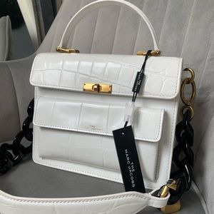 MARC JACOBS Croc Embossed Leather Shoulder Bag